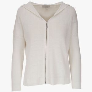 KINROSS White Linen Front Zip Hoodie S/P